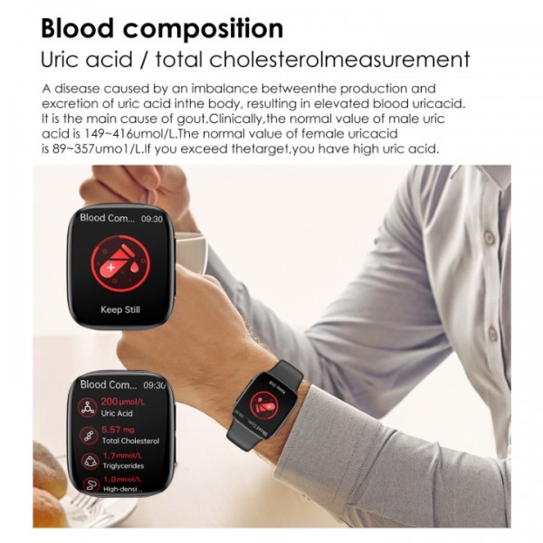 Smart ECG clock with blood sugar in 2024, 1.72 &qu...