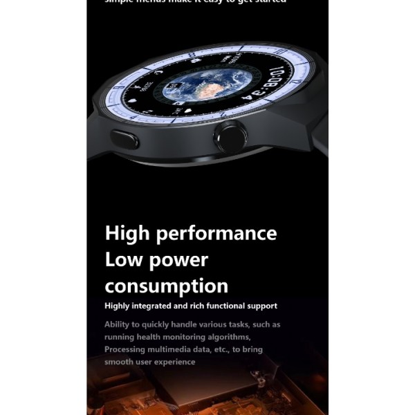 smartwatch with OLED HD color screen ,IP67 waterproof, 1Gb memory, compass, heart rate, blood oxygen, NFC, built-in music, recording, electronic novel, album, full-screen lyrics, multi-motion, message notification