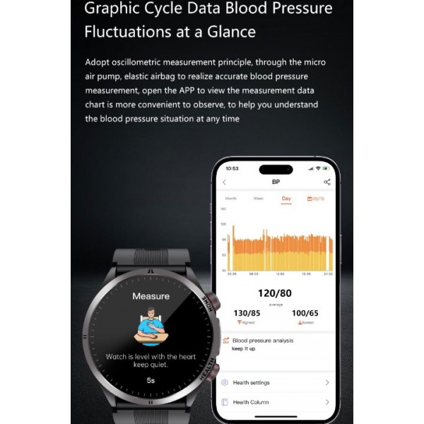 Smart Watch Air Pump Bluetooth Call Blood Glucose Blood Lipids Uric Acid Temperature ECG Sleep