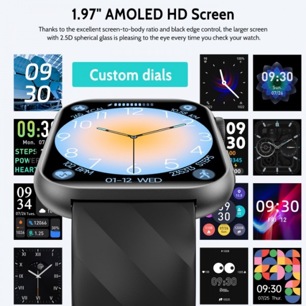 New Smartwatch ECG+HRV/Uric Acid/BMI Men Women 1.97" AMOLED Health Watch with Phone Function, 24H Heart Rate SPO2 Blood Pressure Body Temperature Sleep Monitor Fitness Watch for Android/iOS