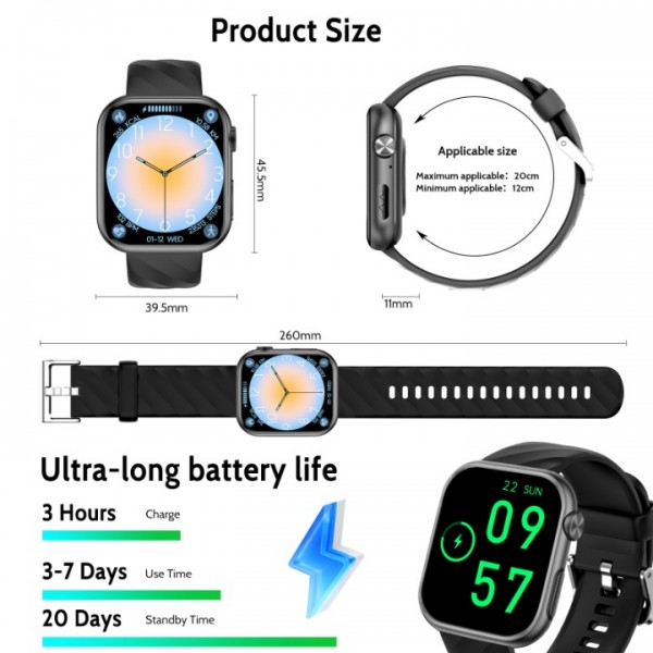 New Smartwatch ECG+HRV/Uric Acid/BMI Men Women 1.97" AMOLED Health Watch with Phone Function, 24H Heart Rate SPO2 Blood Pressure Body Temperature Sleep Monitor Fitness Watch for Android/iOS