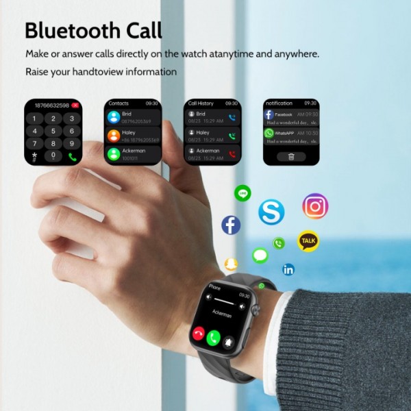 New Smartwatch ECG+HRV/Uric Acid/BMI Men Women 1.97" AMOLED Health Watch with Phone Function, 24H Heart Rate SPO2 Blood Pressure Body Temperature Sleep Monitor Fitness Watch for Android/iOS