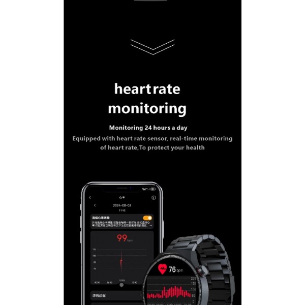 smartwatch with OLED HD color screen ,IP67 waterproof, 1Gb memory, compass, heart rate, blood oxygen, NFC, built-in music, recording, electronic novel, album, full-screen lyrics, multi-motion, message notification