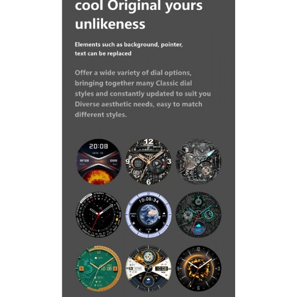 smartwatch with OLED HD color screen ,IP67 waterproof, 1Gb memory, compass, heart rate, blood oxygen, NFC, built-in music, recording, electronic novel, album, full-screen lyrics, multi-motion, message notification