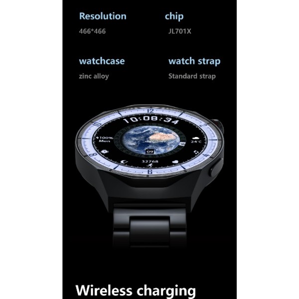 smartwatch with OLED HD color screen ,IP67 waterproof, 1Gb memory, compass, heart rate, blood oxygen, NFC, built-in music, recording, electronic novel, album, full-screen lyrics, multi-motion, message notification