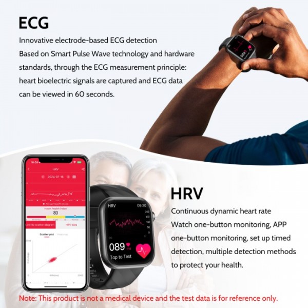 New Smartwatch ECG+HRV/Uric Acid/BMI Men Women 1.97" AMOLED Health Watch with Phone Function, 24H Heart Rate SPO2 Blood Pressure Body Temperature Sleep Monitor Fitness Watch for Android/iOS