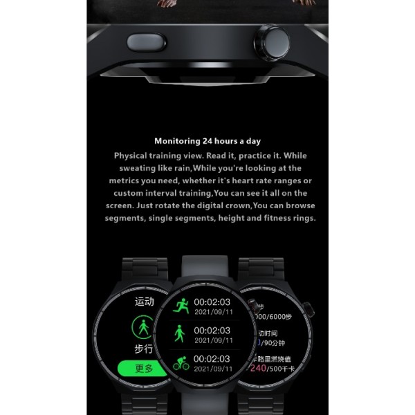 smartwatch with OLED HD color screen ,IP67 waterproof, 1Gb memory, compass, heart rate, blood oxygen, NFC, built-in music, recording, electronic novel, album, full-screen lyrics, multi-motion, message notification