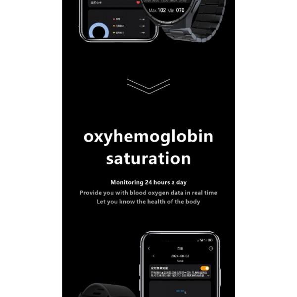 smartwatch with OLED HD color screen ,IP67 waterproof, 1Gb memory, compass, heart rate, blood oxygen, NFC, built-in music, recording, electronic novel, album, full-screen lyrics, multi-motion, message notification