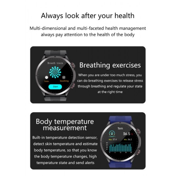 Smart Watch Air Pump Bluetooth Call Blood Glucose Blood Lipids Uric Acid Temperature ECG Sleep